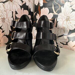 Cole Hann Black 4in Heels with 3 Adjustable straps w/ Open top-Size 8
